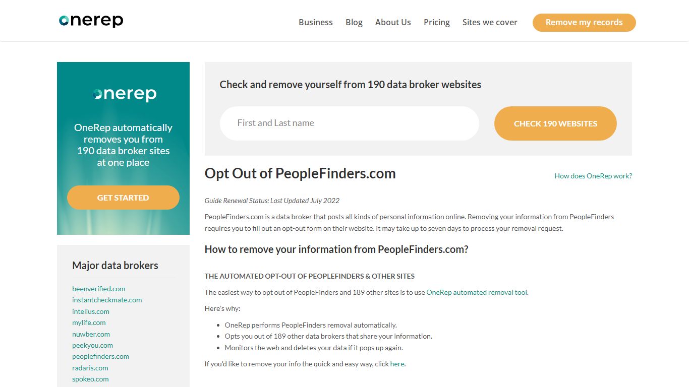 PeopleFinders Opt Out | How to Remove Yourself | OneRep